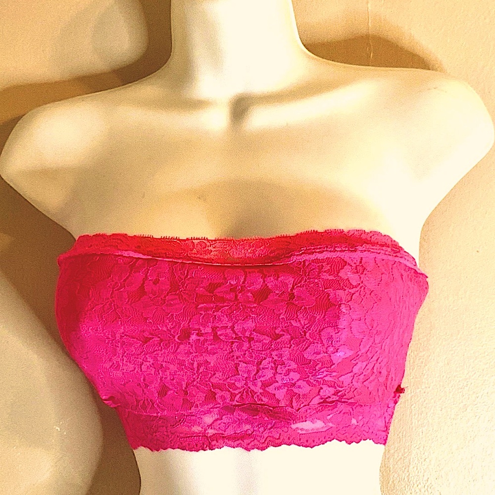 💕MATERIAL GIRL💕 NEON STRETCH LACE LINED CROPPED BRALETTE TUBE TOP EUC💞